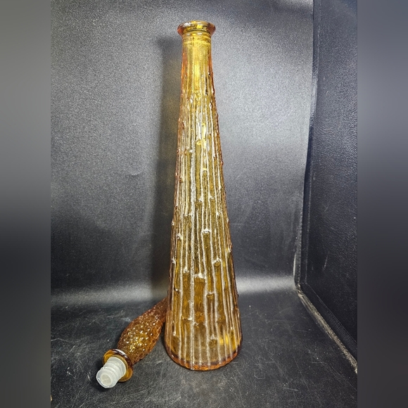 Elegant Vintage Empoli Amber Genie Glass Bottle - Picture 3 of 10